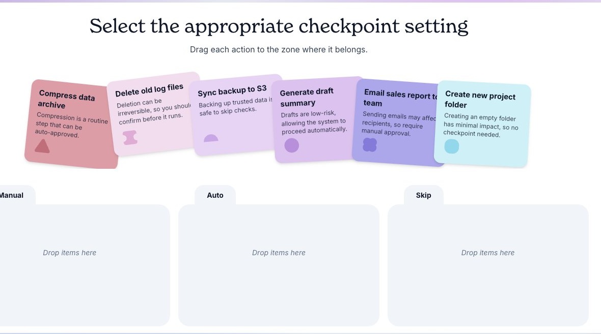 A drag-and-drop checkpoint exercise
